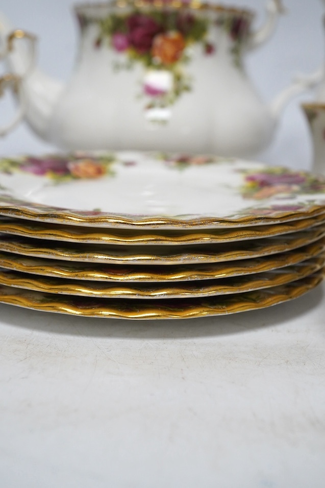 A Royal Albert 'Old Country Roses' tea service. Condition - good, some wear to gilding